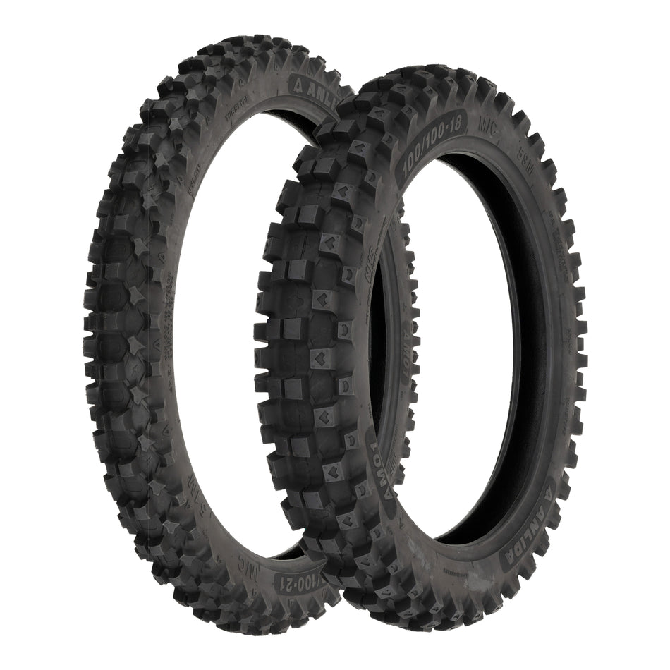 Anlida AM01 Tyre Set 80/100-21 Front & 110/90-19 Rear (NHS)