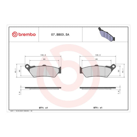 Brembo Prime Brake Pad Sinter Front 07BB03SA