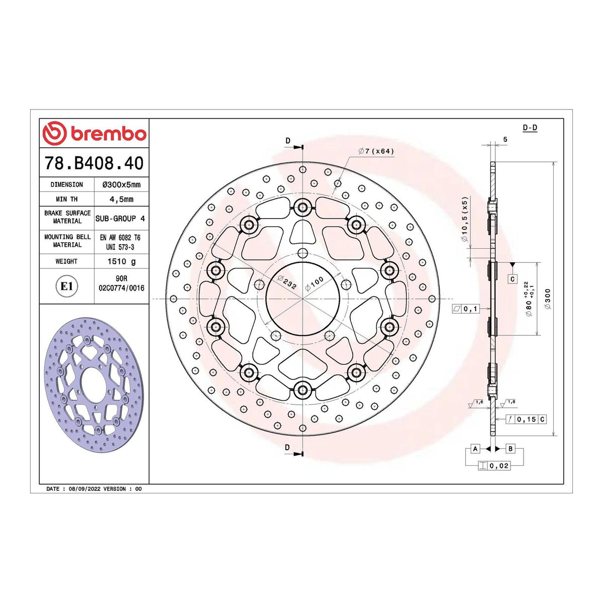 Brembo Prime Brake Disc Serie Oro Front 78B40840