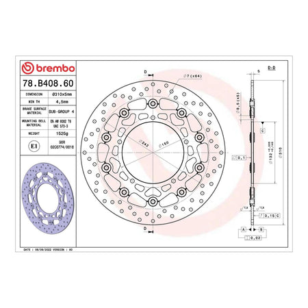 Brembo Prime Brake Disc Serie Oro Front 78B40860