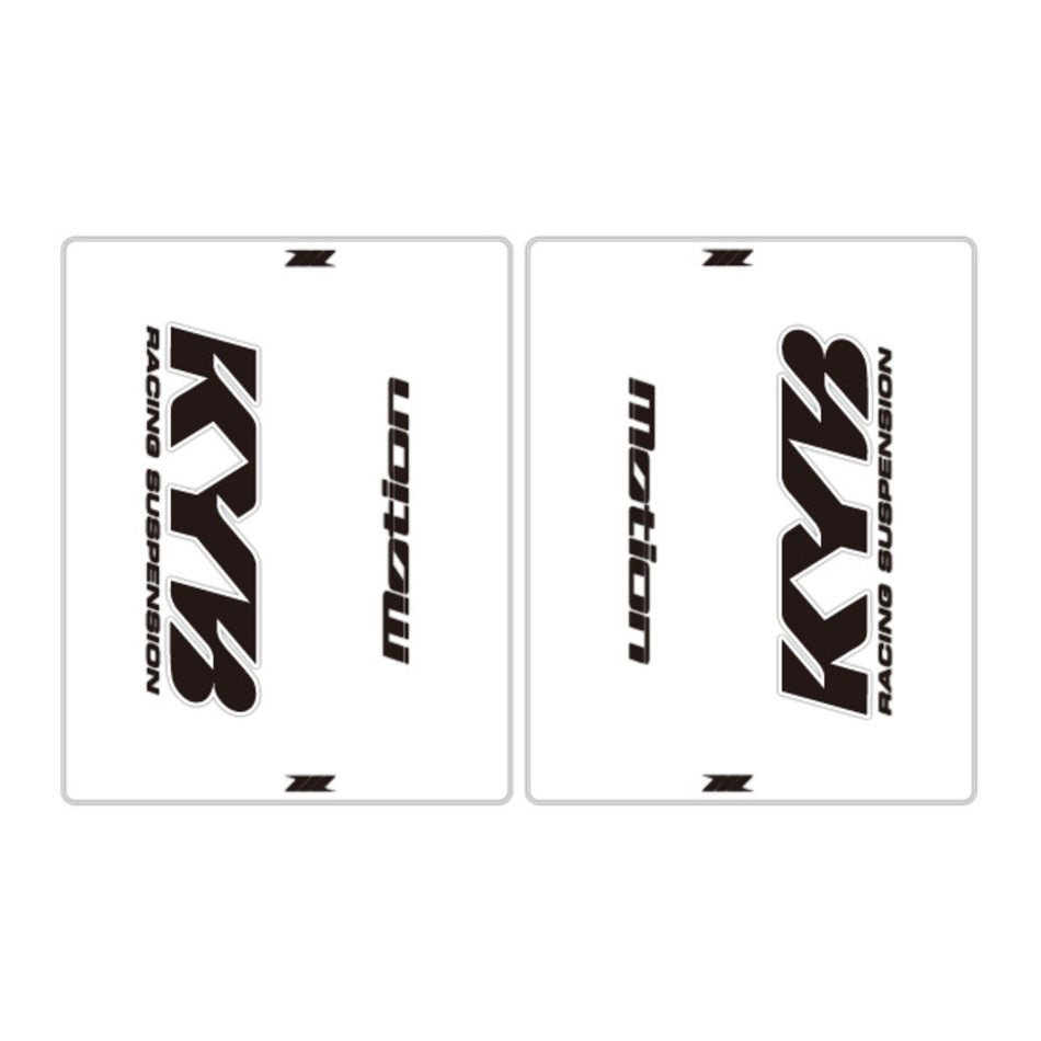 DRC Motion Front Fork Outer Decals- KYB 14 - Clear/Black/White