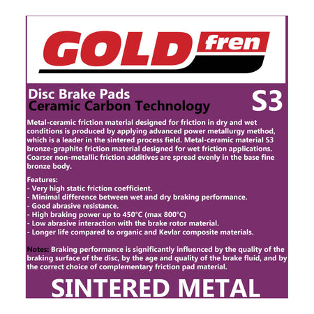 GOLDfren Brake Pads Sintered Sports GF137 - S3 ( PH246 )