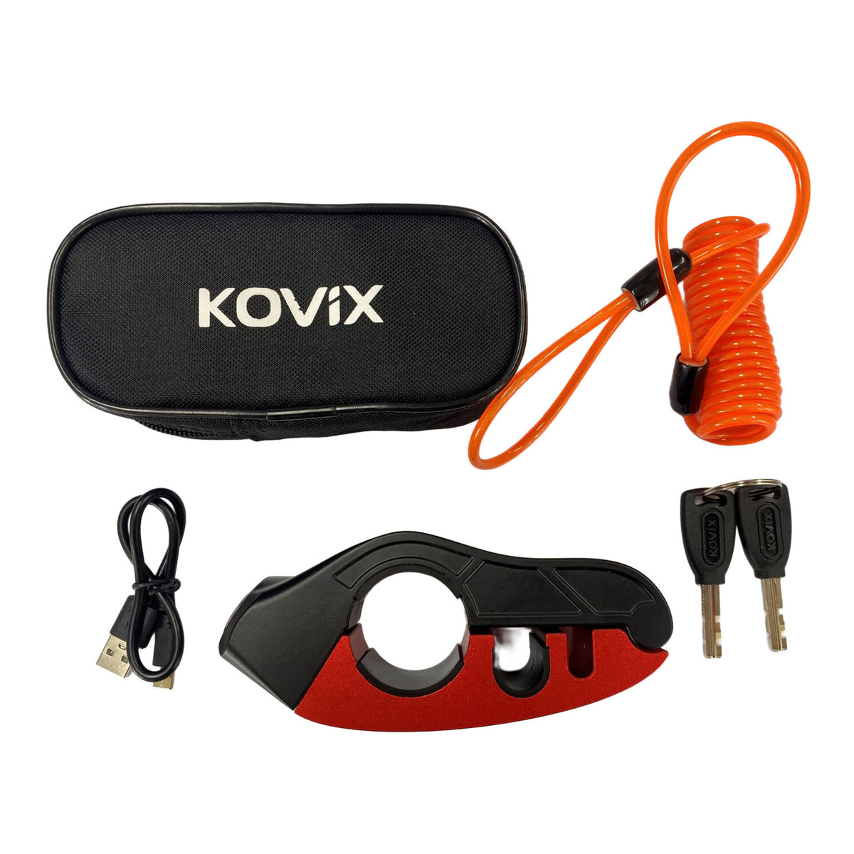 Kovix Alarmed Handlebar Lock KHL Series - Red
