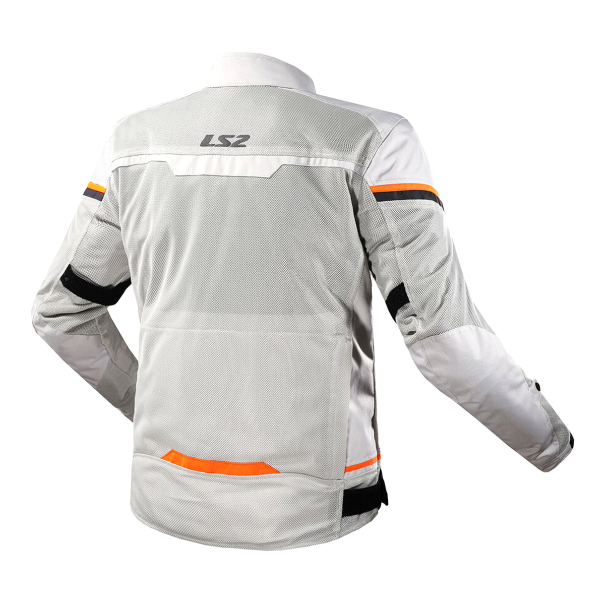 LS2 Riva Men's Jacket - Light Grey / Hi-Vis Orange