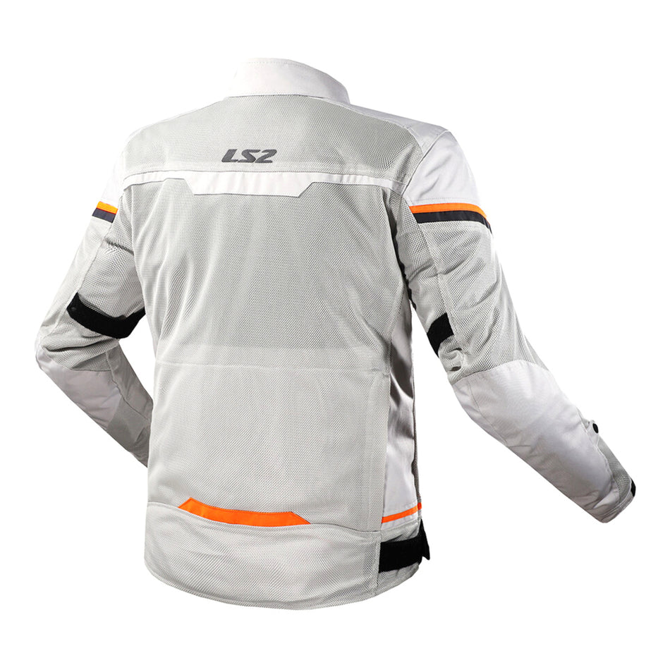 LS2 Riva Men's Jacket - Light Grey / Hi-Vis Orange