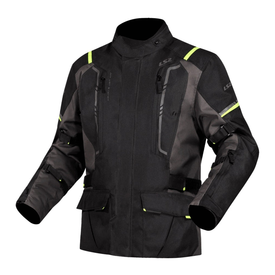 LS2 Narvik Men's Jacket - Grey / Black / Hi-Vis Yellow