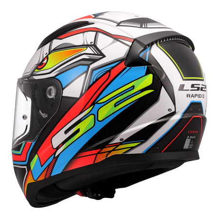 LS2 FF353 Rapid II XDron Helmet - White / Hi-Vis Orange / Blue