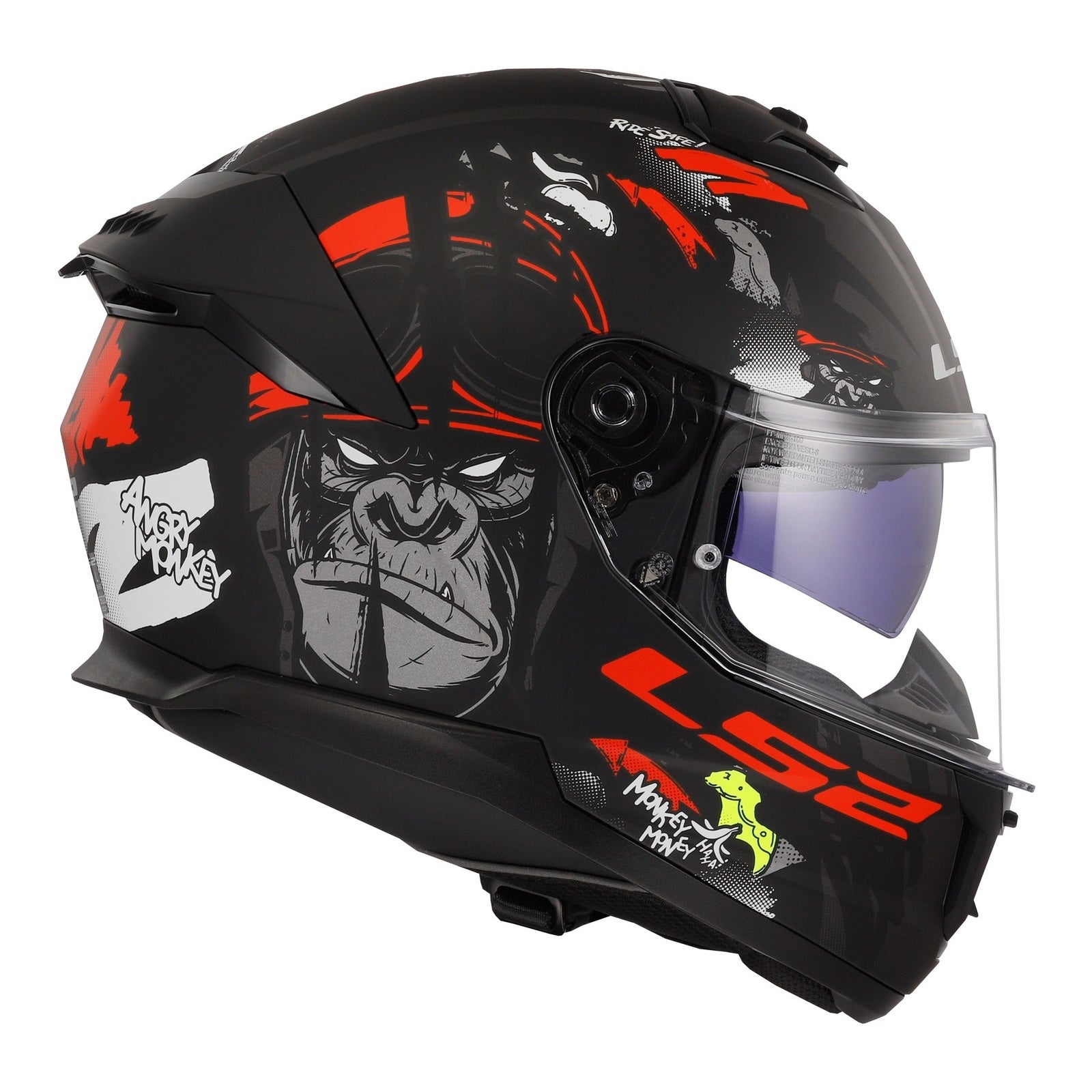 LS2 FF808 Stream II Angry Monkey Helmet - Matte Black / Red 06