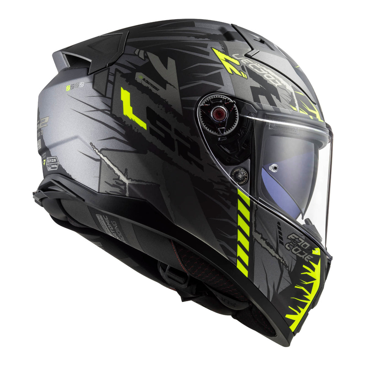 LS2 FF811 Vector II Techbot Helmet - Matte Titanium / Hi-Vis Yellow