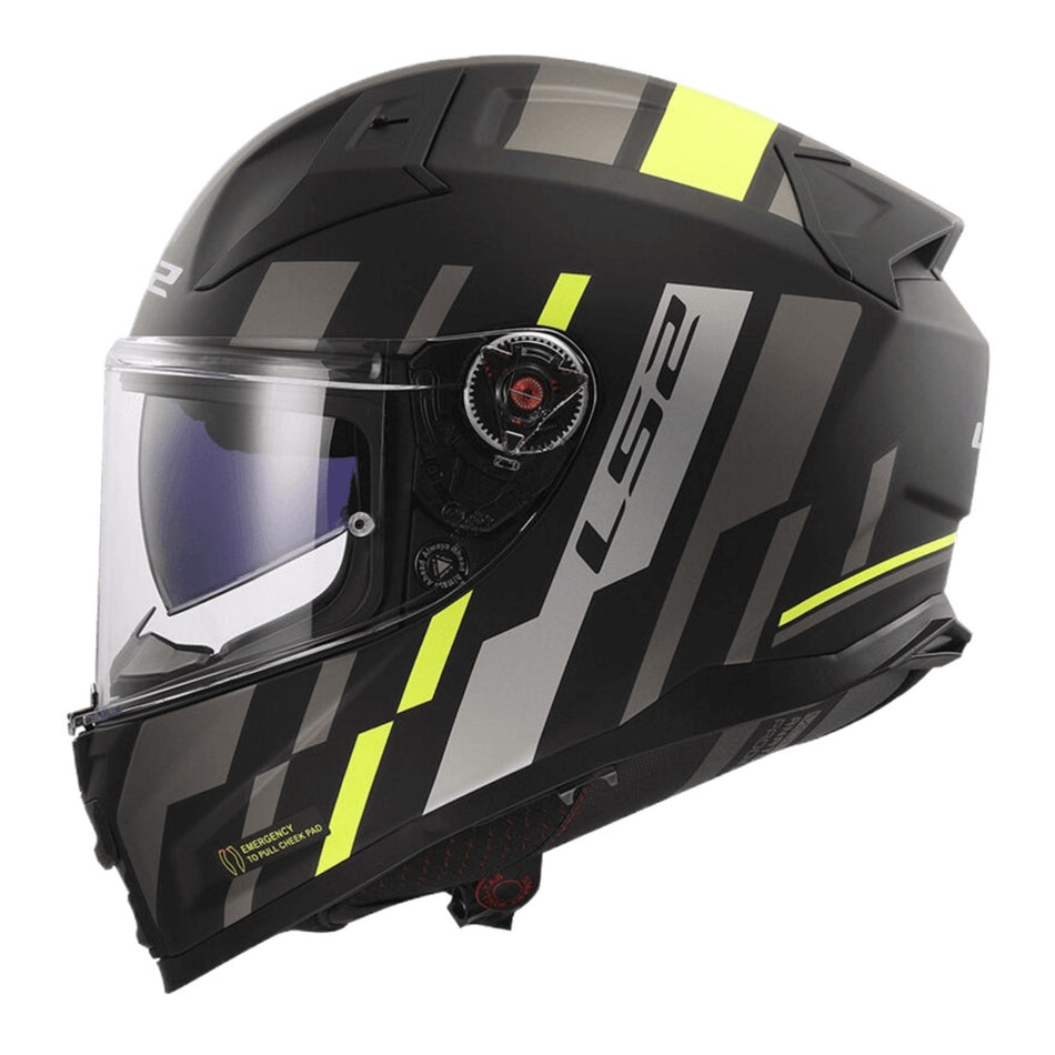 LS2 FF811 Vector II Tron Helmet - Matte Black / Hi-Vis Yellow