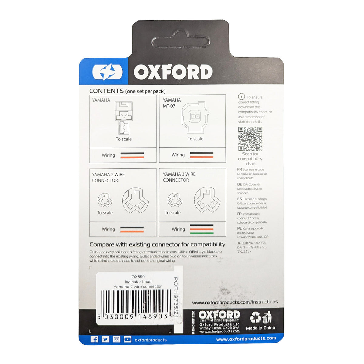 Oxford Indicator Leads Yamaha 2 Wire Connector