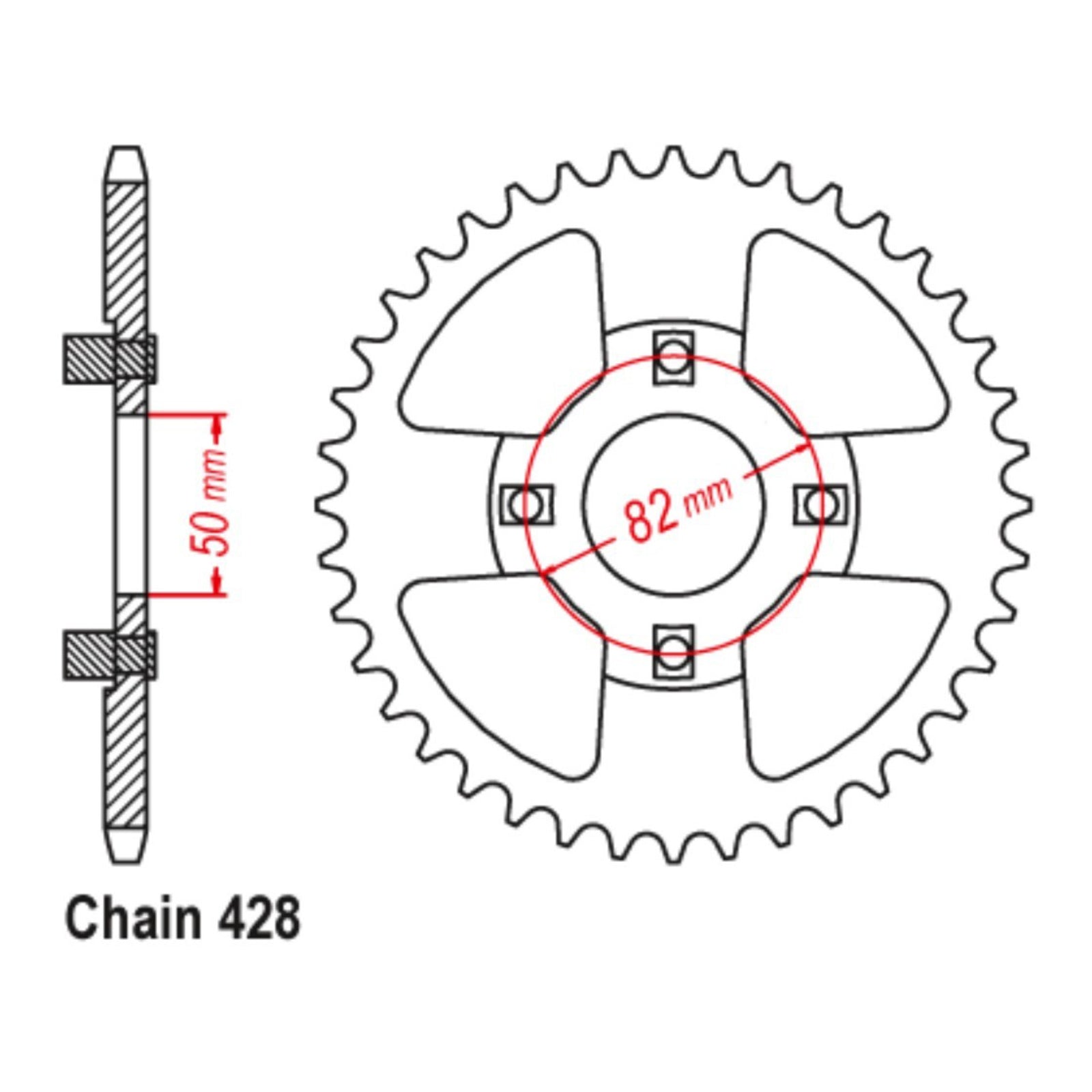 MTX 999 Steel Rear Sprocket #428 (11-459)