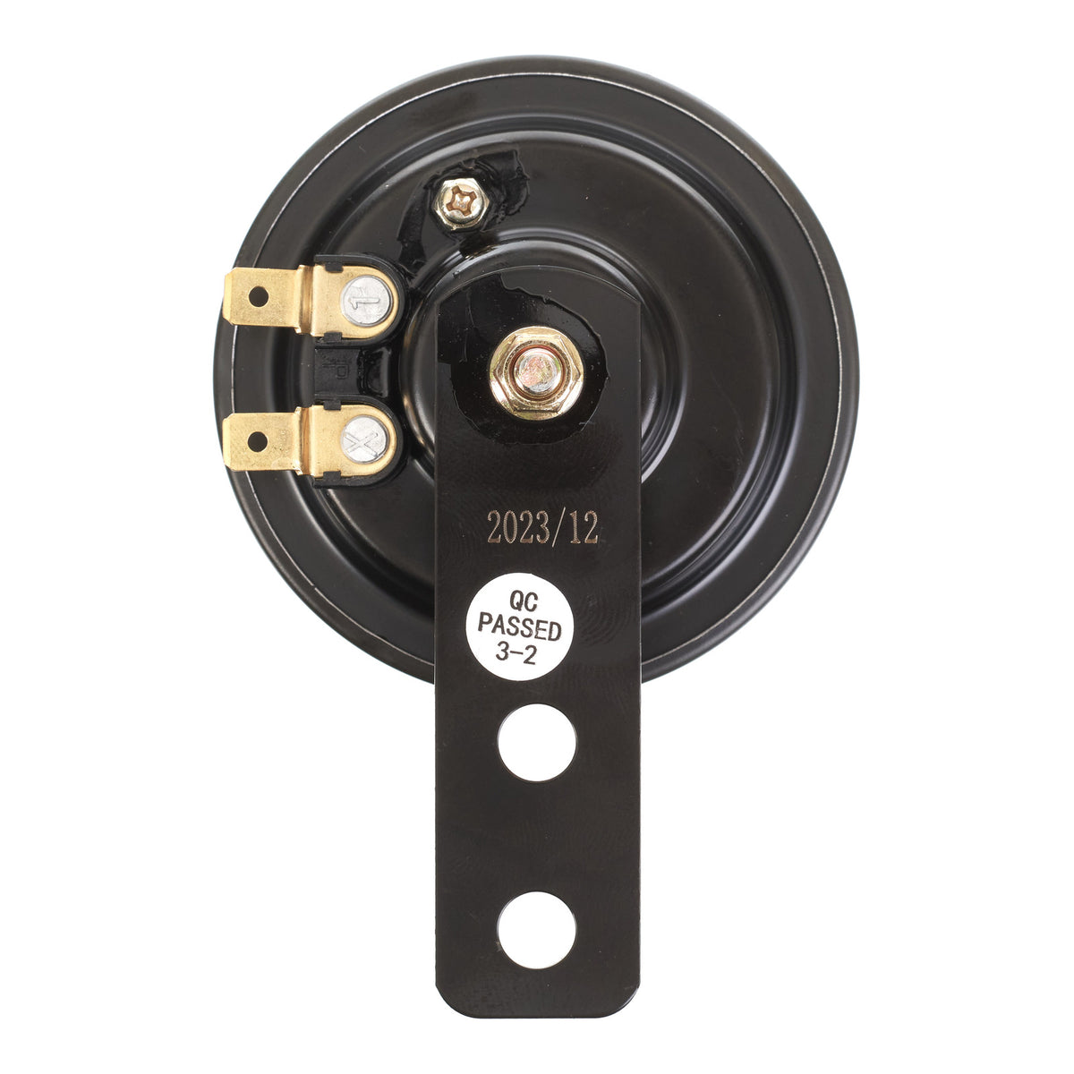 Whites 12v Horn - Round Blk - 70mm Diametre - 110db