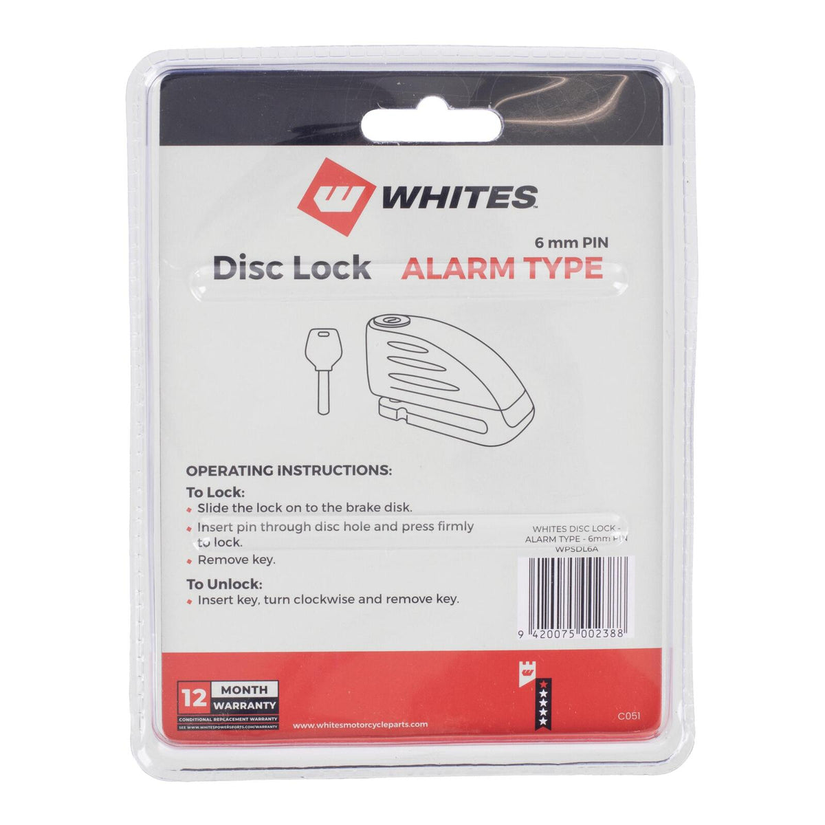WMP Disc Lock Alarm Type 6mm Pin With Reminder