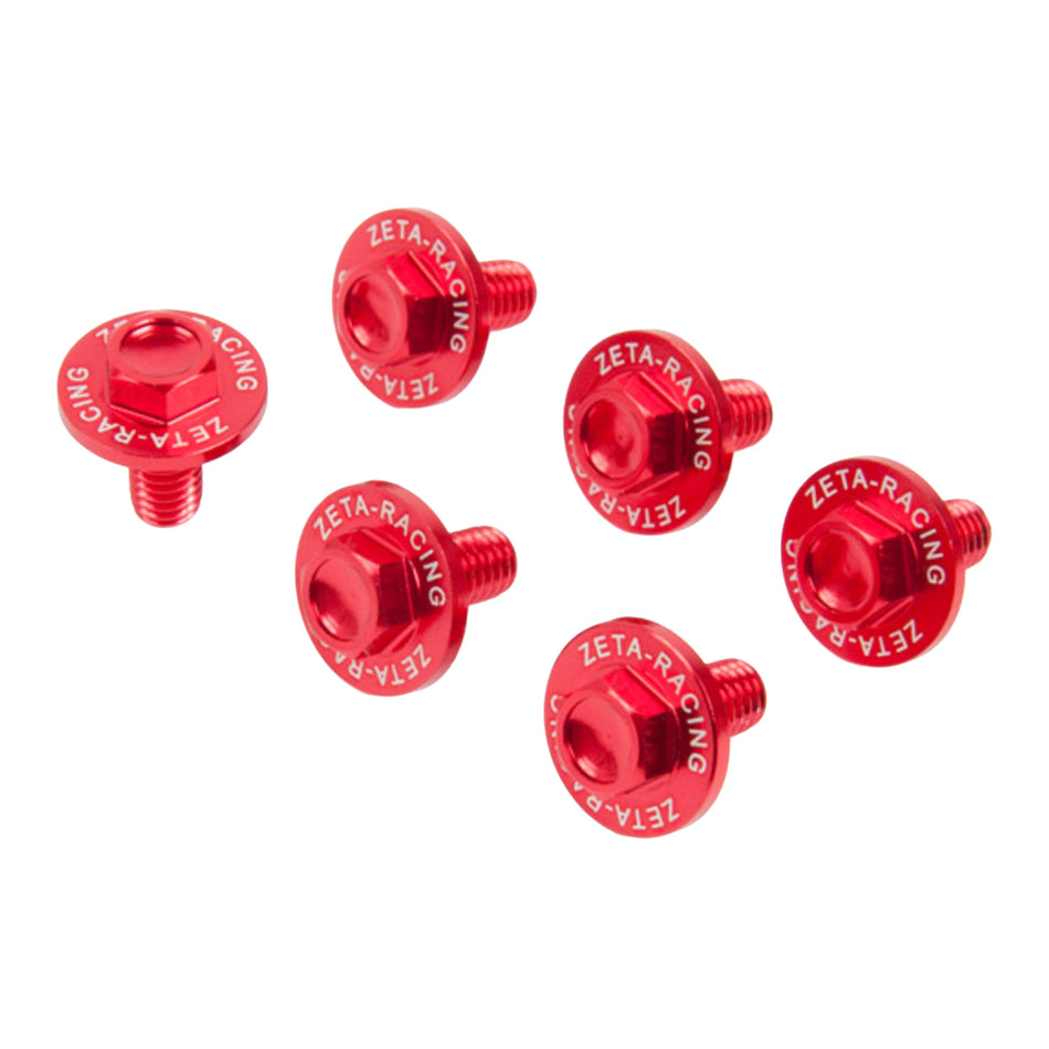 Zeta Fork Guard Bolt Set (6 Pack)- Kawasaki - Red